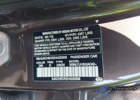 2017 Infiniti Qx30 Luxury/Premium/Sport from USA, damaged, VIN SJKCH5CR2HA020508